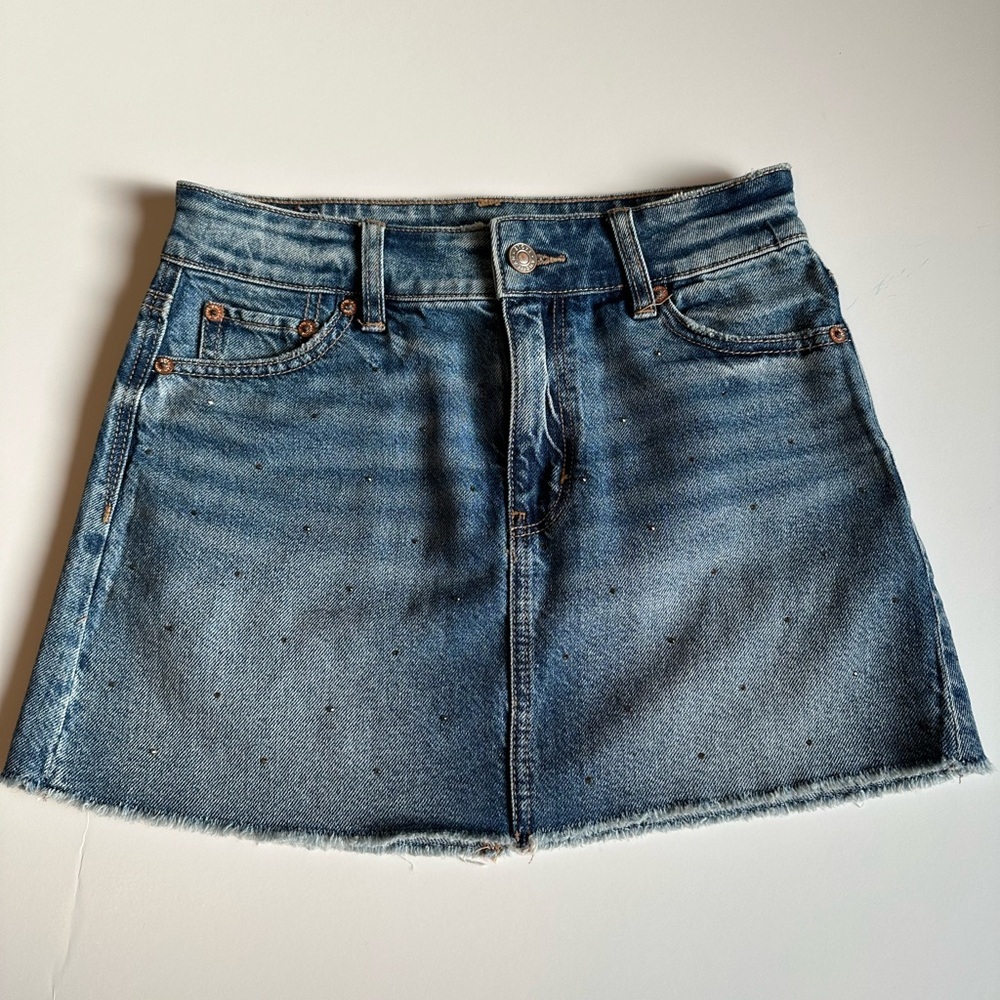 American Eagle A-Line 90’s High-Rise Mini Skirt With Rhinestone Detailing